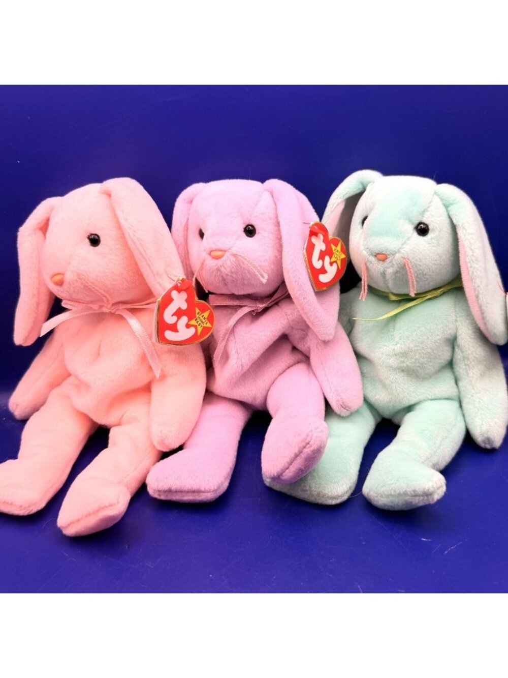 Ty Beanie Baby Bunny Trio Hippity Floppity Hoppity Vintage 1996 Mint Swing Tags